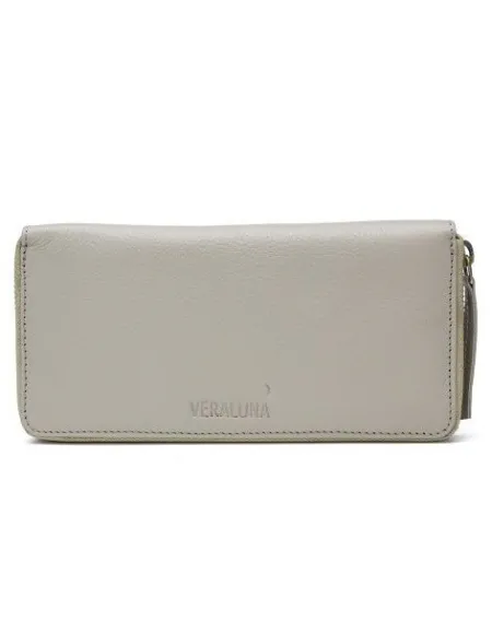 Cartera Piel Cremallera Beige 
