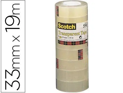 Cinta Adhesiva Scotch Acordeon 550 33 Mt X 19 mm Pack de 8 Unidades