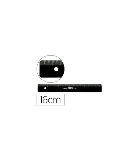 Regla M+R 16 cm Plastico Negra