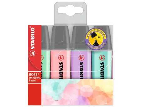 Rotulador Stabilo Boss Pastel Estuche de 4 Unidades