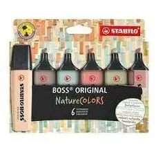 Marcador Stabilo Boss Original Naturecolors Pack 6 Colores