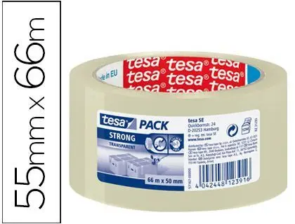 Cinta Adhesiva Tesa Transparente Strong 66 Mt X 50 mm Bajo Ruido