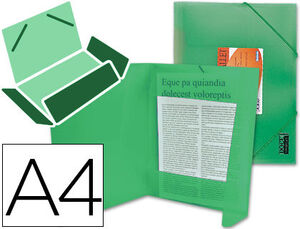 CARPETA LIDERPAPEL GOMAS SOLAPAS POLIPROPILENO A4 VERDE