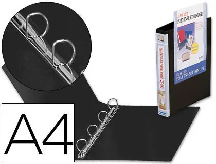 Carpeta Liderpapel Canguro 4 Anillas 25 mm Polipropileno A4 Negra
