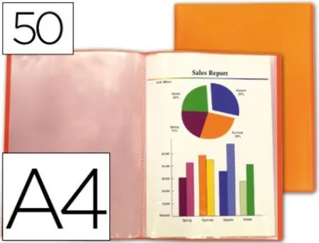 Carpeta Liderpapel Escaparate 50 Fundas A4 Naranja