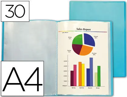 Carpeta Liderpapel Escaparate 30 Fundas A4 Azul