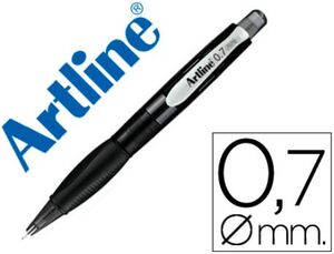 PORTAMINAS ARTLINE RETRACTIL SUJECION CAUCHO 0,7 MM NEGRO