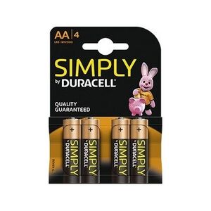 PILA DURACELL ALCALINA SIMPLY AA BLISTER CON 4 PILAS