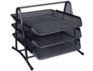 BANDEJA SOBREMESA METALICA Q-CONNECT REJILLA NEGRA 3 BANDEJAS MOVIBLES 350 X 278 X 275 MM
