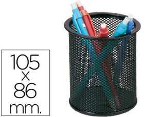 CUBILETE PORTALAPICES Q-CONNECT METAL REJILLA NEGRO DIAMETRO 86 MM ALTURA 105 MM