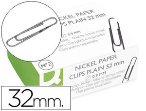 CLIPS NIQUELADOS Q-CONNECT Nº2 DE 32 MM CAJA 100 UNIDADES