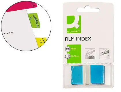 Banderitas Separadoras Q Connect Azules Dispensador de 50