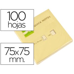 BLOC DE NOTAS ADHESIVAS QUITA Y PON Q-CONNECT 75X75 MM CON 100 HOJAS (AMARILLO)