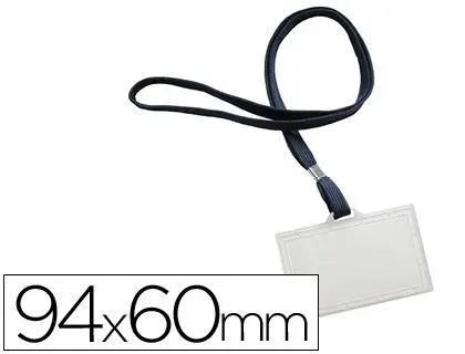 Identificador Q-Connect Kf17112 con Cordon Plano Azul y Apertura Lateral 94X60 mm.