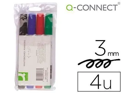 Rotulador Q-Connect Pizarra Blanca 4 Colores Surtidos Punta Redonda 3. 0 mm.