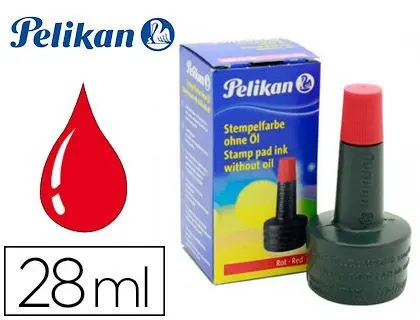 Tinta Tampon Pelikan Rojo Frasco de 28 Ml