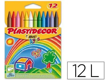 Lapices Cera Plastidecor Caja de 12 Colores