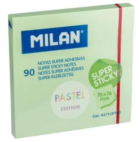 Nota Super Adhesiva Milan 76X76 90 Hojas Verde Pastel