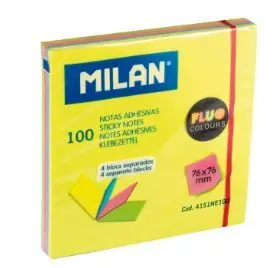 Nota Adhesiva Milan 76X76 100 Hojas 4 Blocs Separados Colore