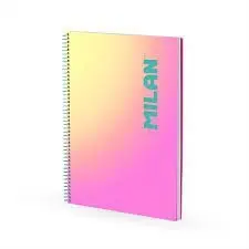 Cuaderno Espiral Milan A4 90H 90G Cuadro 5X5 Sunset Amarillo/Rosa