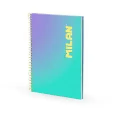 Cuaderno Espiral Milan A4 90H 90G Cuadro 5X5 Sunset Turquesa/Morado
