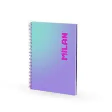 Cuaderno Espiral Milan A4 90H 90G Cuadro 5X5 Sunset Lila/Turquesa