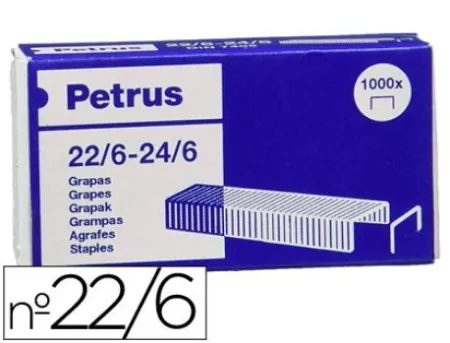 Grapas Petrus Nº 22/6 Galvanizada Caja de 1000 Unidades
