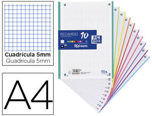 RECAMBIO OXFORD 160 HOJAS 10 COLORES