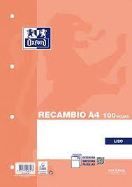 RECAMBIO A4 100 HOJAS LISO TALADRO