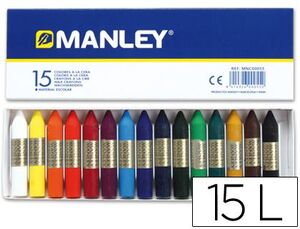 LAPICES CERA MANLEY CAJA DE 15 COLORES