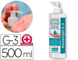 GEL HIDROALCOHOLICO G3 CON DOSIFICADOR BOTE 500ML