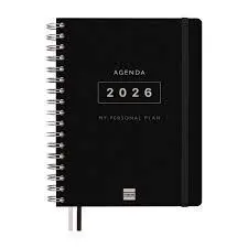 Agenda Finocam 16M Tempus 1/4 Svv 25-26 Negro