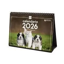 Calendario Sobremesa 2026 Perros y Gatos