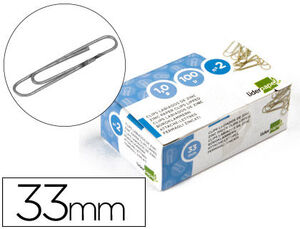 CLIPS LIDERPAPEL Nº 2 LABIADOS DE 33 MM CAJA DE 100 UNIDADES