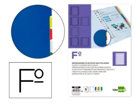 Separador Liderpapel Plastico Juego de 5 Separadores Folio 16 Taladros