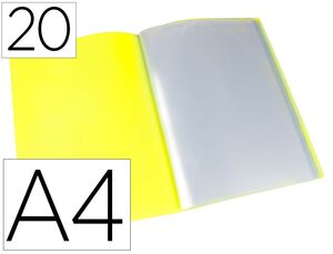 CARPETA LIDERPAPEL ESCAPARATE 20 FUNDAS AMARILLO FLUOR OPACO