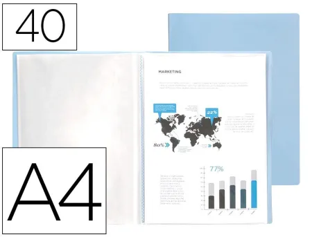 Carpeta Liderpapel Escaparate 40 Fundas Polipropileno Din A4 Celeste Opaco