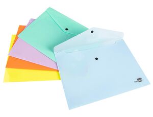 CARPETA LIDERPAPEL DOSSIER BROCHE POLIPROPILENO DIN A4 CELESTE OPACO 50 HOJAS.