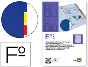 SEPARADOR LIDERPAPEL PLASTICO JUEGO DE 10 SEPARADORES FOLIO 16 TALADROS