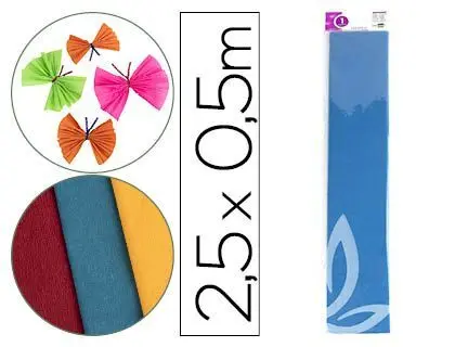 Papel Crespon Azul 50Cm X 2,5 Mt 34G/M2