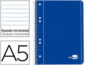 CUADERNO ESPIRAL A5 RAYAS LIDERPAPEL MICROPERFORADO 80GR