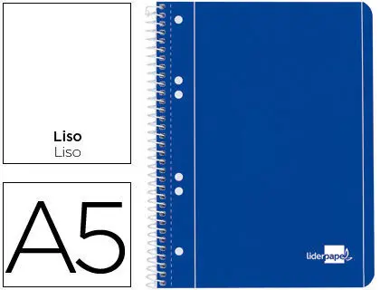 Cuaderno Espiral A5 Liso Liderpapel Microperforado 80Gr