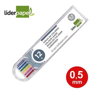 MINAS LIDERPAPEL COLORES SURTIDOS 0,5 MM TUBO CON 12 UNIDADES