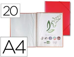 CARPETA LIDERPAPEL ESCAPARATE CON ESPIRAL 20 FUNDAS POLIPROPILENO DIN A4 ROJO