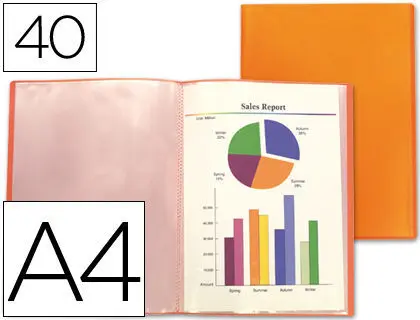 Carpeta Liderpapel Escaparate con Espiral 30 Fundas A4 Naranja