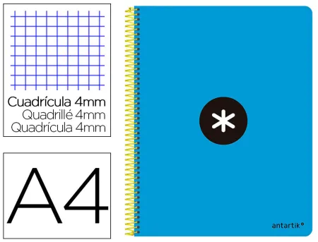 Bloc Espiral Liderpapel Folio Cuadros 4Mm 80 Hojas Tapa Polipropileno Color Azul