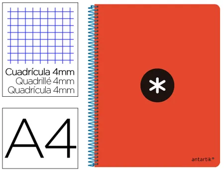 Bloc Espiral Liderpapel Folio Cuadros 4Mm 80 Hojas Tapa Polipropileno Color Rojo