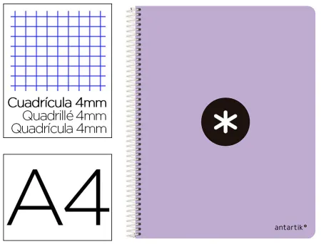 Bloc Espiral Liderpapel Folio Cuadros 4Mm 80 Hojas Tapa Polipropileno Color Violeta