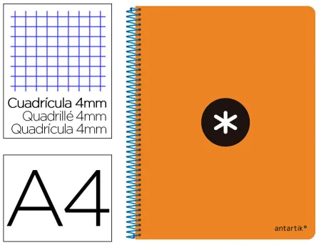 Bloc Espiral Liderpapel Folio Cuadros 4Mm 80 Hojas Tapa Polipropileno Color Naranja