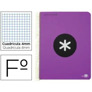 Bloc Espiral Liderpapel Folio Cuadros 4Mm 80 Hojas Tapa Extrafuerte Color Violeta